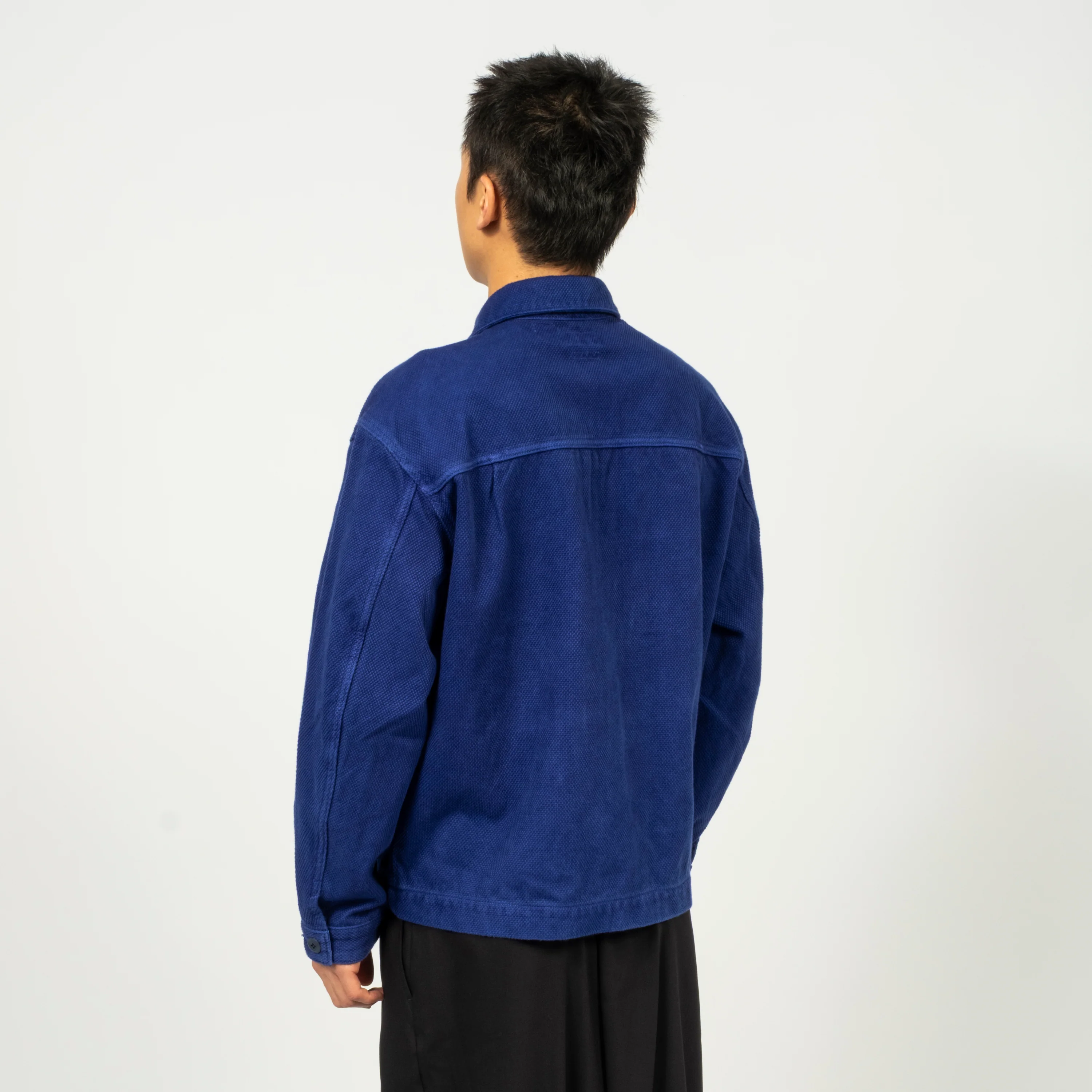 [BLUE BLUE JAPAN] WOVEN BLUE INDIGO SASHIKO HAND DYED ZIP UP JACKET _ INDIGO - Image 3