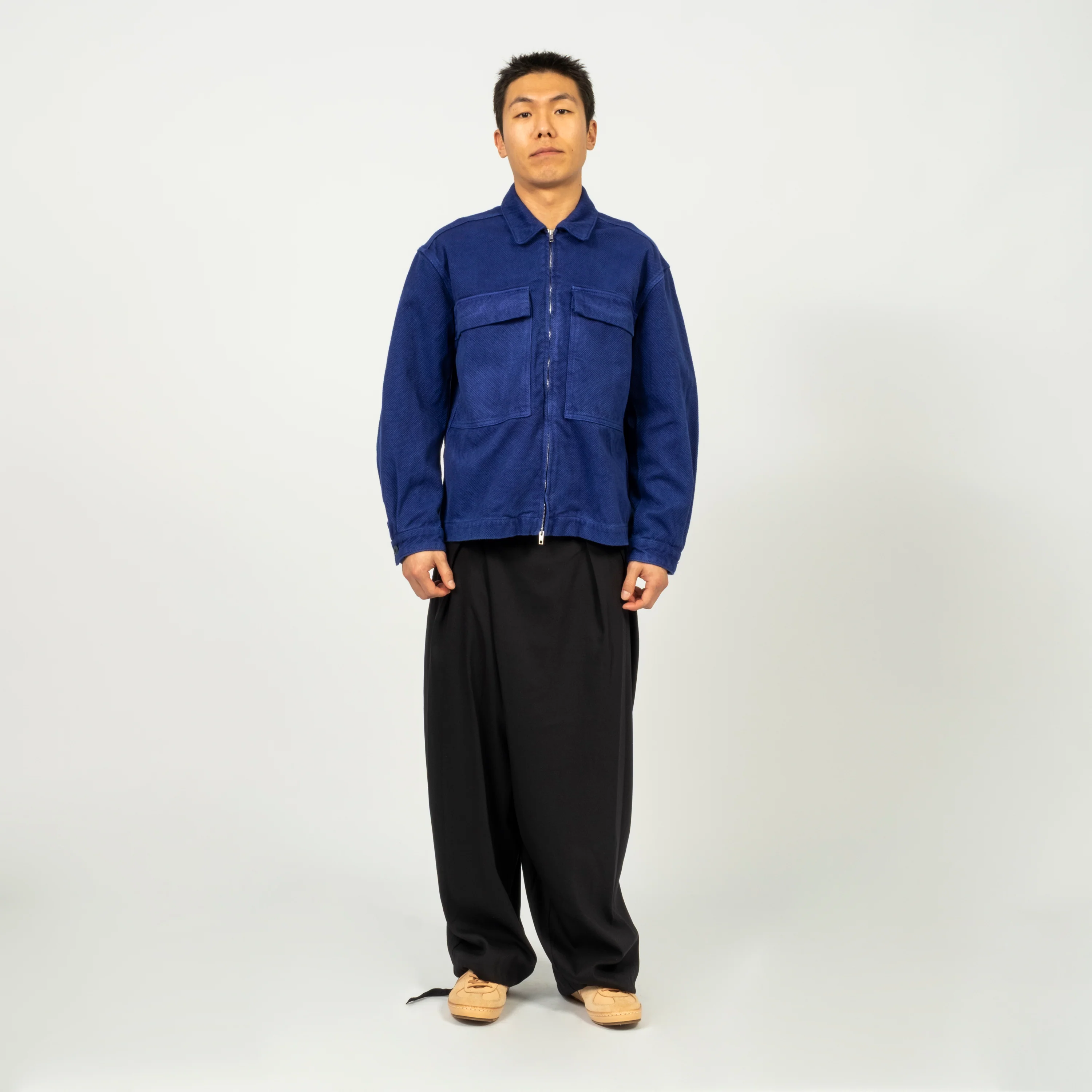 [BLUE BLUE JAPAN] WOVEN BLUE INDIGO SASHIKO HAND DYED ZIP UP JACKET _ INDIGO - Image 8